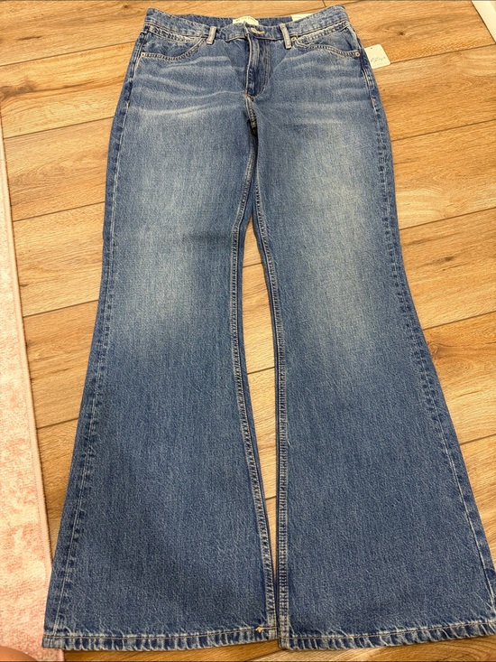 Free People Denim - Free People Wide-Leg Flare Jeans in Medium Blue Wash